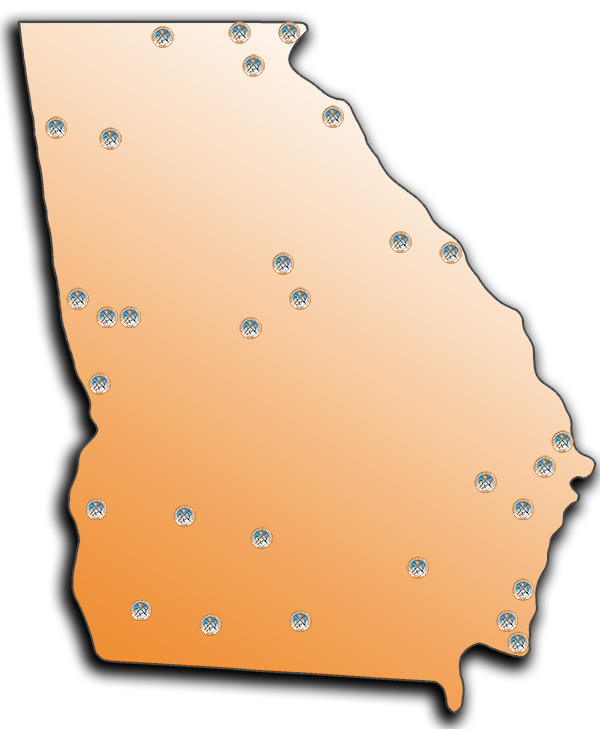 Georgia Map Outline with location icons